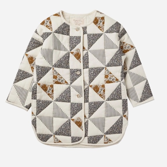 Rylee + Cru Jackets & Blazers - Rylee + Cru Quilted Longline Jacket Geometric Patterned Cotton Jacket Small